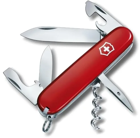 Victorinox Spartan, Swiss Army Knife, navaja suiza con 12 funciones, incluyendo hoja, sacacorchos y abrelatas, color rojo