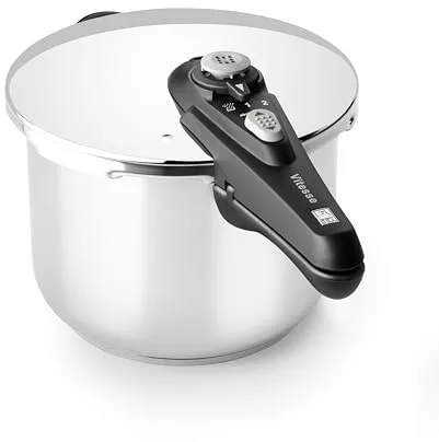 BRA Vitesse Olla Express de 6 Litros, Fabricada en Acero Inoxidable 18/10, Con 2 Programas de Cocción y Sistema de Bloqueo de Apertura, Aptas para Todo Tipo de Cocinas