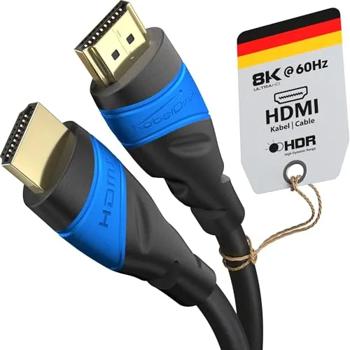 KabelDirekt – Cable HDMI 8K / 4K – 1,5m y más longitudes (0,15m–22,5m) – Cable HDMI diseñado en Alemania – Soporta 10K/8K@60Hz / 4K@120Hz – HDMI Cable para TV, PC, PS5, Xbox, Switch