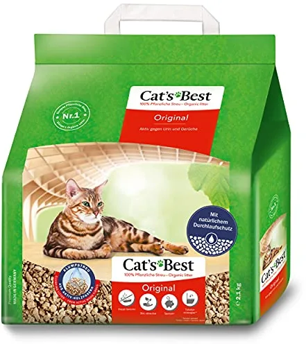 Cat's Best Arena para Gatos Aglomerante 5L, Tierra para Gatos de Hasta 7 Semanas de Uso, Arena Biodegradable de Fibra Vegetal Ecológica, 2.1 kg (Paquete de 1)