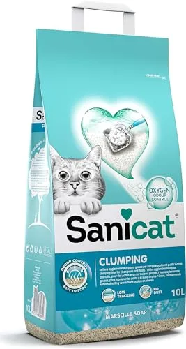 Sanicat - Arena para gatos Aglomerate con aroma a jabón de Marsella| Con control de olor garantizado | Absorbe la humedad y facilita la limpieza de la bandeja | 10 L de capacidad
