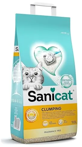 Sanicat - Arena para Gatos Aglomerante Sin perfume | Hecha de minerales naturales con control de olor garantizado | Absorbe la humedad y facilita la limpieza | 10 L de capacidad, Packaging May Vary