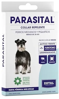 Zotal Parasital Collar Antiparasitario - 60 cm - para Perros Medianos y Pequeños (Menos de 25 Kg) - Protección de hasta 4 Meses - Repele Natural contra Mosquitos, Pulgas y Garrapatas