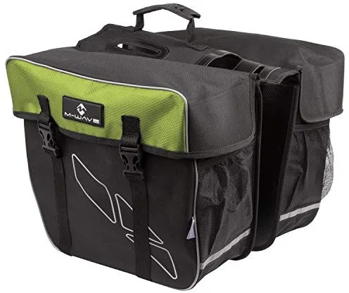 M-Wave, Bolsa Doble Bicicleta Amsterdam Double, Adultos Unisex, Negro/Verde