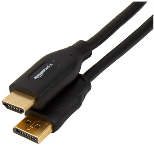 AmazonBasics Cable DisplayPort (Fuente) a HDMI (Pantalla), unidireccional, 0.9 m, Negro