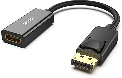 BENFEI 4K Adaptador DisplayPort a HDMI, unidireccional adaptador DisplayPort DP de conexión de computadora a monitor HDMI, compatible con computadora portátil, PC, monitor, proyector de TV