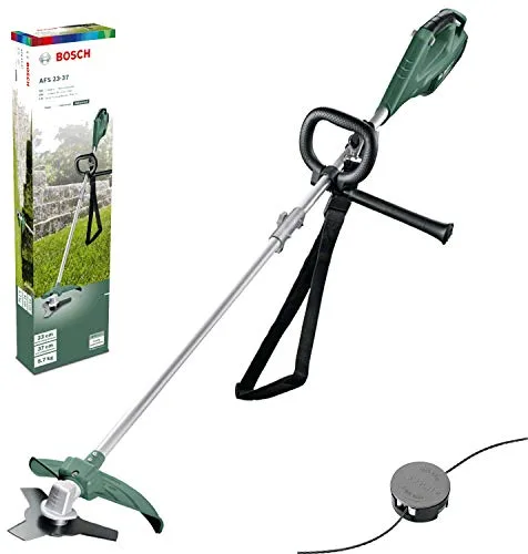 Bosch AFS 23-37 - Desbrozadora (Cuchilla de 3 Hojas, 3 Hilos de Corte, empuñadura Adicional, caperuza en Caja de cartón, Doble Sistema de Corte)