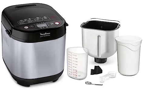 Moulinex Pain & Délices, Panificadora 1 kg, función yogur, pan sin gluten, pan casero, 20 programas automáticos, temporizador de 15h, función mantenimiento de 1h, libro de recetas incluido, OW240E30