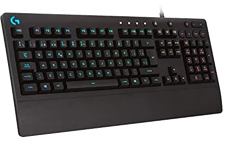Logitech G G213 Prodigy Teclado Gaming, RGB LIGHTSYNC, Teclas retroiluminadas, Resistente a Salpicaduras, Teclas Personalizables, Controles Multimedia Dedicados, Disposición QWERTY ES - Negro