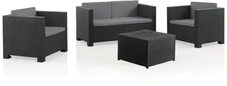 SP Berner Shaf - EVO Confort | Set Muebles de Salon Exterior - Conjunto Muebles Jardin Exterior 4 Plazas | Fabricado en España con Materiales Reciclados - Color Grafito