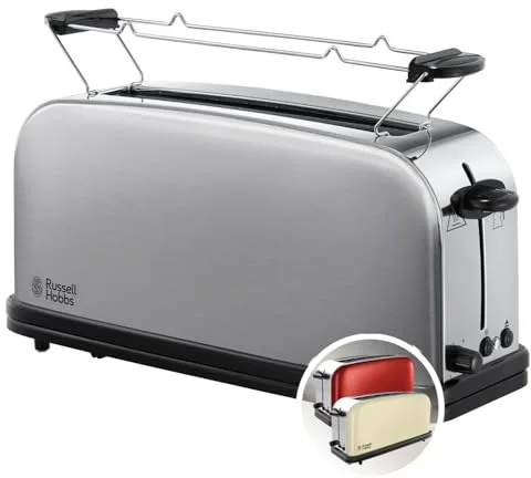 Russell Hobbs Adventure 21396-56 – Tostadora, Ranura Larga y Ancha, para 2 Rebanadas, Acero Inoxidable
