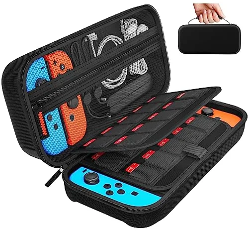 daydayup Funda para Nintendo Switch y Switch OLED con 20 Ranuras para Tarjetas de Juego - Funda Rígido de Almacenamiento en Material para Consola y Accesorios de Nintendo Switch
