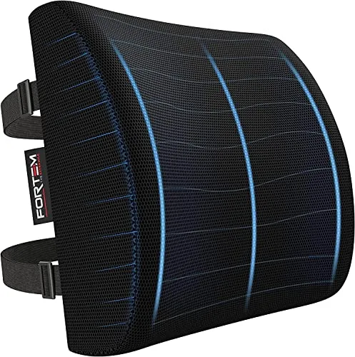 FORTEM Cojín Lumbar Ergonómico para Silla de Oficina, Coche y Gaming, con Espuma Viscoelástica de Alta Densidad y Funda Lavable, Respaldo Ortopédico para Mayor Comodidad