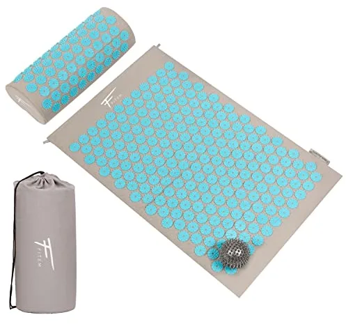 Fitem - Kit de acupresión para acupresión (incluye cojín + bolsa + bola de masaje, alivio del dolor de espalda y cuello - Relaxación muscular