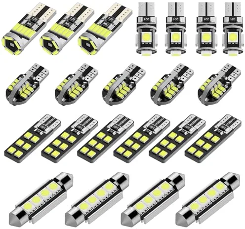 Justech Kit de Bombillas LED Luz de Coche Interior Para el Interior del Automóvil Mapa de la Cúpula Puerta Placa de Cortesía Luces Festón C5W T10 168 194 2825 Xenón Blanco