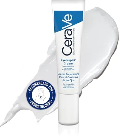 CeraVe Crema Reparadora Contorno de Ojos, Para Todo Tipo de Pieles, Reducción de Ojeras y Bolsas, Enriquecida con Ácido Hialurónico y Niacinamida, 14ml