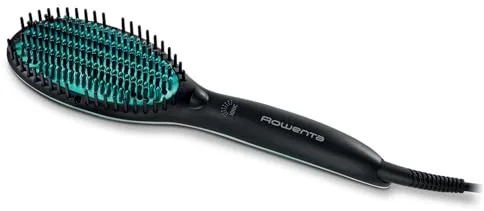 Rowenta Power Straight, Cepillo alisador, Especial para cabello muy rizado y rebelde, con generador de iones y temperatura regulable hasta 200º, púas de gran sujeción desde la raíz, CF5820F0