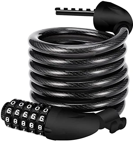 REHKITTZ Candado Bicicleta Cadena Bici Combinacion 5 Dígitos 120cm/12mm Largo Candados Antirrobo Bicicletas Seguridad para MTB Patinete Carretilla