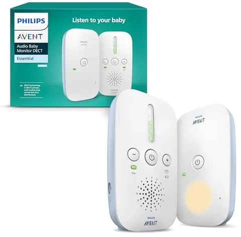 Philips Avent, vigilabebés con Audio DECT, Audio bidireccional, sin interferencias, Rango de 330 m, 24 Horas de duración de la batería, Modo ecológico Inteligente, luz Nocturna, SCD503/26