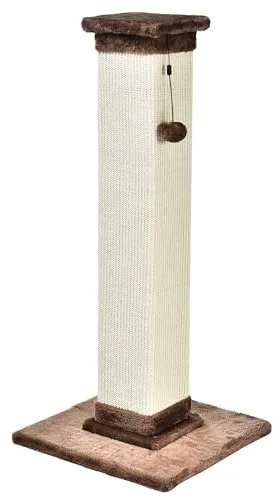 Amazon Basics Rascador para gatos de interior, resistente, con suelo de alfombra, alto y grande 90 cm, color marrón