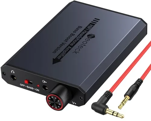 Neoteck Amplificador de Auriculares 3.5mm con Refuerzo de Graves 16-300Ohm Amplificador para Auriculares Portátil HiFi Superficie de Aluminio Mate para MP3,iPod,Mac,Teléfono Móvil,Ordenador