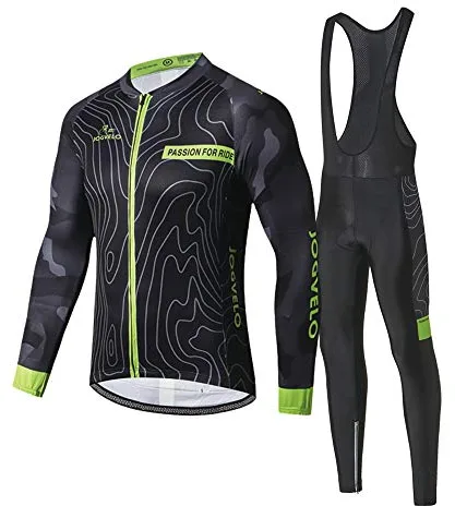 JOGVELO Maillot Ciclismo, Ropa Ciclismo Conjunto Hombre Mangas Largas Jersey + Culotes Ciclismo Reflectante Transpirable, L
