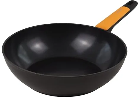 Fackelmann Soft Wok Antiadherente 28 cm, Aluminio Forjado, Revestimiento Cerámico Greblon Libre de PFA, Apta para Inducción, Vitro, Gas y Horno, Mango Soft Touch Resistente al Calor, 1 ud.