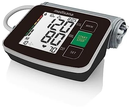 Medisana BU 516 Tensiómetro de brazo, medición precisa de la presión arterial y el pulso con función de memoria, escala de semáforo, función de visualización de latidos irregulares, Color Negro