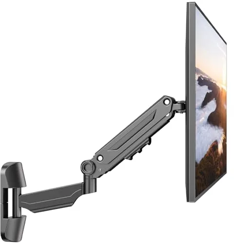 PUTORSEN Soporte Monitor Pared para Pantallas de 17-42 Pulgadas PC y TV, Brazo Monitor Pared con Resorte de Gas Ajustable, Inclinación y Giro, Altura Ajustable, Load 12KG, VESA 75/100
