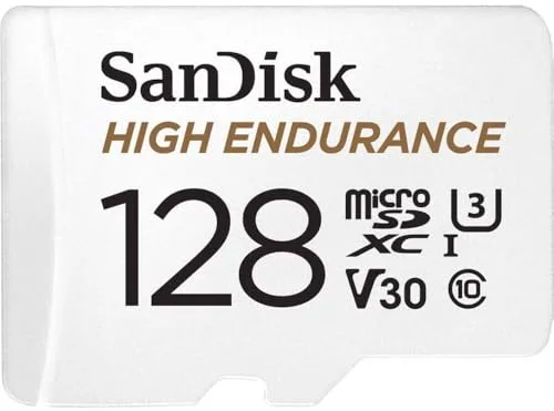 SanDisk High Endurance 128 GB Tarjeta microSD para videovigilancia, hasta 100 MB/s, Class 10, U3 y V30