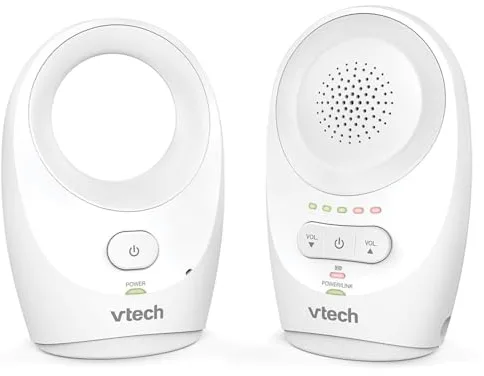 VTech BM1120 Monitor de Audio para Bebé, Transmisión de Sonido Clara y Segura, Largo Alcance, Pantalla LED de 5 Niveles de Volumen, Pinza para Cinturón, Baterías Recargables