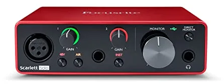 Interfaz de audio USB Scarlett Solo 3.ª gen. de Focusrite para guitarristas, cantantes y productores, con todo el software necesario para grabar y componer y un sonido de estudio