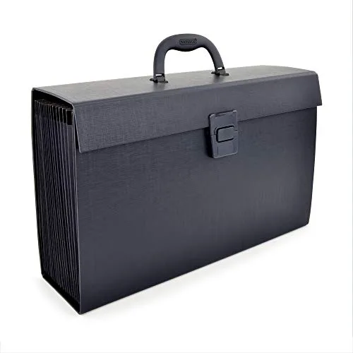 Rapesco 1555 Maletín Organizador Expandible tipo Acordeón con 19 Compartimientos, A4+, Negro