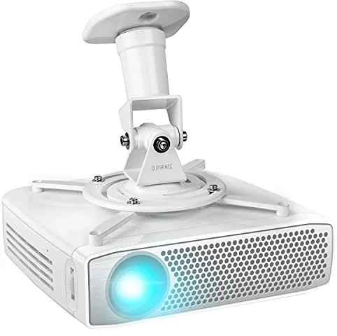Duronic PB07XB Soporte para Proyector de Techo y Pared, Universal, Giratorio 360º y Articulable hasta 180º, Carga Máx.10 kg, Cine en Casa, Videojuegos, Presentaciones, Color Blanco