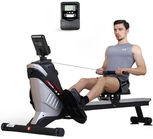 ISE Máquina De Remo para casa, Silenciosa, Máquina Remo Magnético, Remo Gimnasio En Casa con 8 Niveles de Resistencia, Fuerza de Tracción máx de 15KG, Remo Maquina Ejercicios En Casa