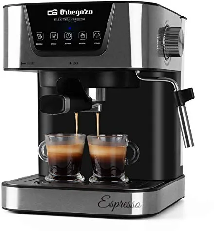 Orbegozo EX 6000, Cafetera express, 1050 W, depósito de agua extraíble 1,5 litros, 20 bar, panel control táctil, modos programados, café molido/monodosis, vaporizador, frontal inox, color plata