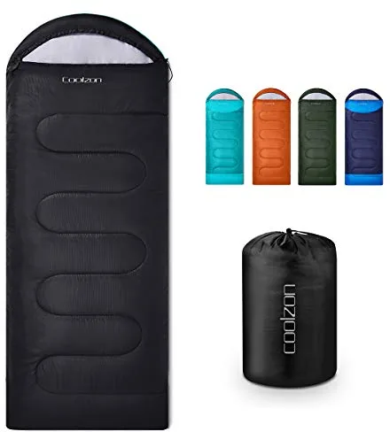 Coolzon Saco de Dormir Adulto para 3-4 Estaciones, Impermeable Ultraligero Saco de Dormir Niños Acampada Portátil para Acampar Senderismo Senderismo Viaje al Aire Libre, Negro