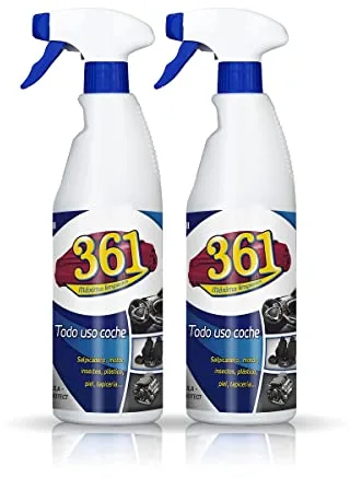 Sisbrill 361 Todo Uso Coche - Limpiador de Asientos, Tapicería, Salpicadero, Cuero, Mosquitos - Interior y Exterior del coche - Pack 2 Unidades