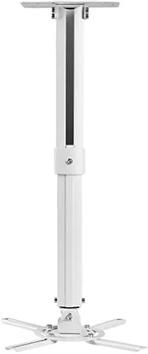 suptek Soporte Proyector Techo, Inclinación de 90° Rotación de 360° hasta 13.6Kg, Extensión Ajustable a 54cm, Soporte Proyector Pared (Blanco) - PR05W