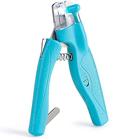 Cortaúñas para mascotas con luz LED para perros, gatos, recortadora de uñas y garras eléctricas, juego profesional seguro con atrapapuestas y lima de uñas, cuchillas afiladas de sensor rápido (Azul)