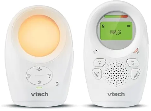VTech BM1211 Monitor de Audio para Bebé, Transmisión de Sonido Clara y Segura, Largo Alcance, Control de Volumen de 5 Niveles, Luz Nocturna, Función de Hablar con el Bebé, Pinza para Cinturón