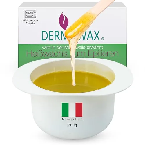 Dermawax 300 gramos Tarro de Cera Depilatoria Caliente- Para Calenter en el Microondas- Con Espátula- Sin Bandas Waxing