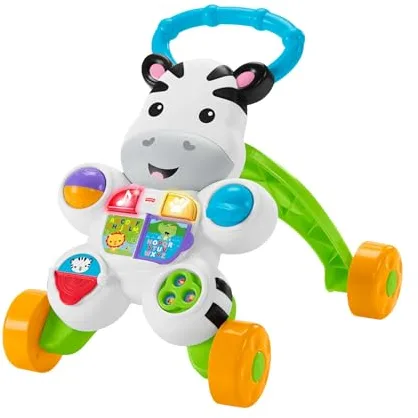 Fisher-Price Cebra parlanchina primeros pasos, andador correpasillos bebé +6 meses, versión español, embalaje reducido GXC34