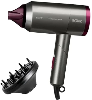 Hair & Go Ionic 1800 - Secador Plegable 2000W consumo 1800 | Sistema iónico | 2 velocidades y 2 temperaturas | Golpe de aire frío | Mango plegable | Secado ultrarápido | Cable 1.8m