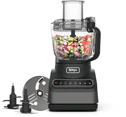 Ninja Procesador de alimentos, 850 W, 4 programas automáticos y 3 velocidades manuales, bol de 2,1 l, accesorios para picar, rebanar y amasar, piezas aptas para lavavajillas, en negro, BN650EU