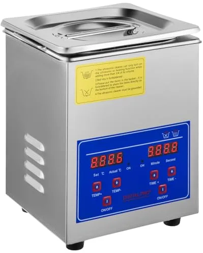 VEVOR Limpiador Ultrasónico 2L, 60W Limpiador Ultrasónico Profesional de Acero Inoxidable, Máquina de Limpieza Ultrasónica Potente Frecuencia de 40 kHz con Pantalla LED para Joyas, Reloj, Gafas