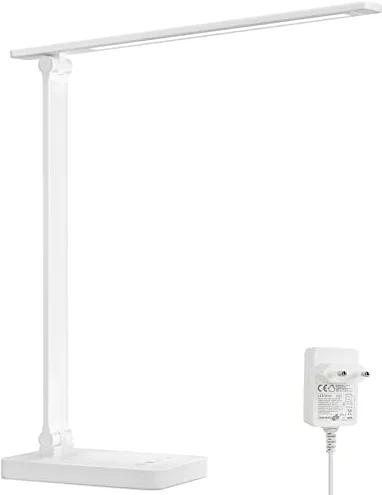 Lepro Lámpara LED Escritorio, Lámpara de Mesa 9,2W, Flexo LED Escritorio 800LM 5 Color y 5 Nivel de Brillo Regulable, Luz Mesa Cuidado de Ojos para Cama, Oficina, Leer, Estudiar, Relajamiento, Blanco