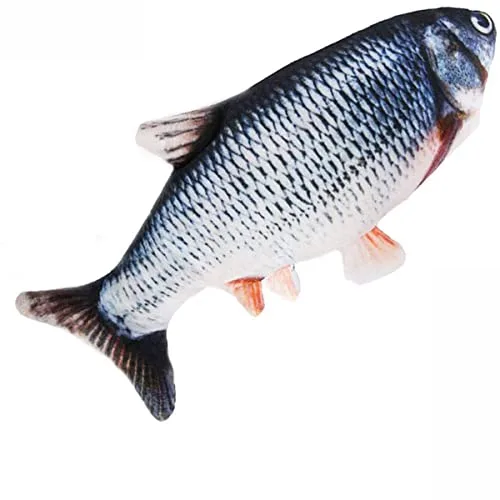 Nepfaivy Juguetes Pez para Gatos - Juguete Interactivo Hierba Gatera, Pez de Simulación de Felpa Móvil con Carga USB, Suministros para Gatos Que Se Pueden Usar para Morder