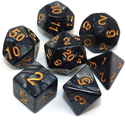 CREEBUY, Juego de dados multifacéticos nacarados negros para Dungeon y Dragons, D&D Pathfinder, dados de juego de rol con D20, D12, D10, D9, D8, D6 y D4