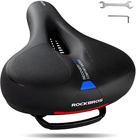 ROCKBROS Sillín Bicicleta Cómodo, Asiento para Hombre Mujer Antiprostático Transpirable Cojín Ergonómico para Bicicleta de Montaña, Carretera, Urbana, 26 x 22 cm